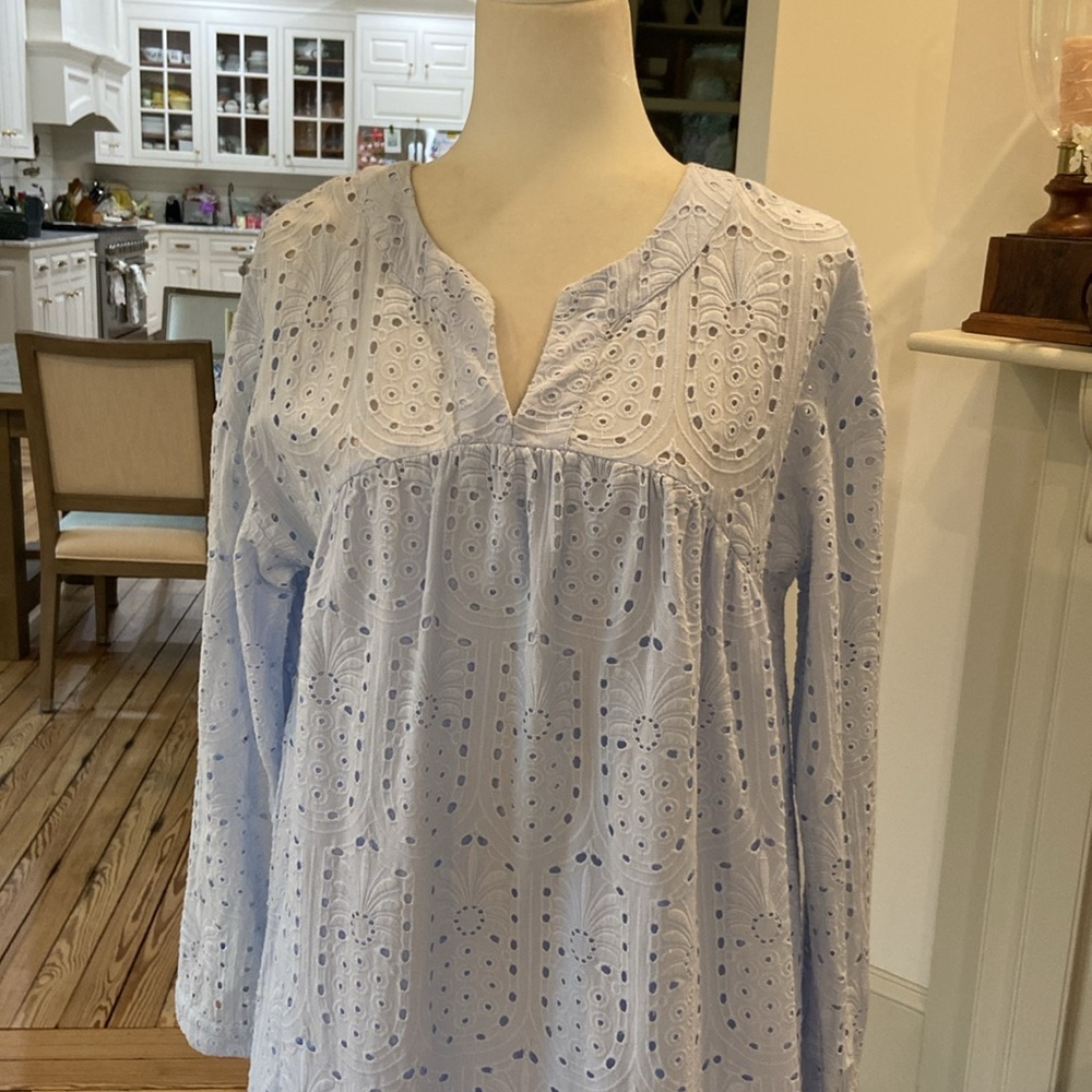 crown & ivy Light Blue Eyelet High-Low Dress - Picture 3 of 10